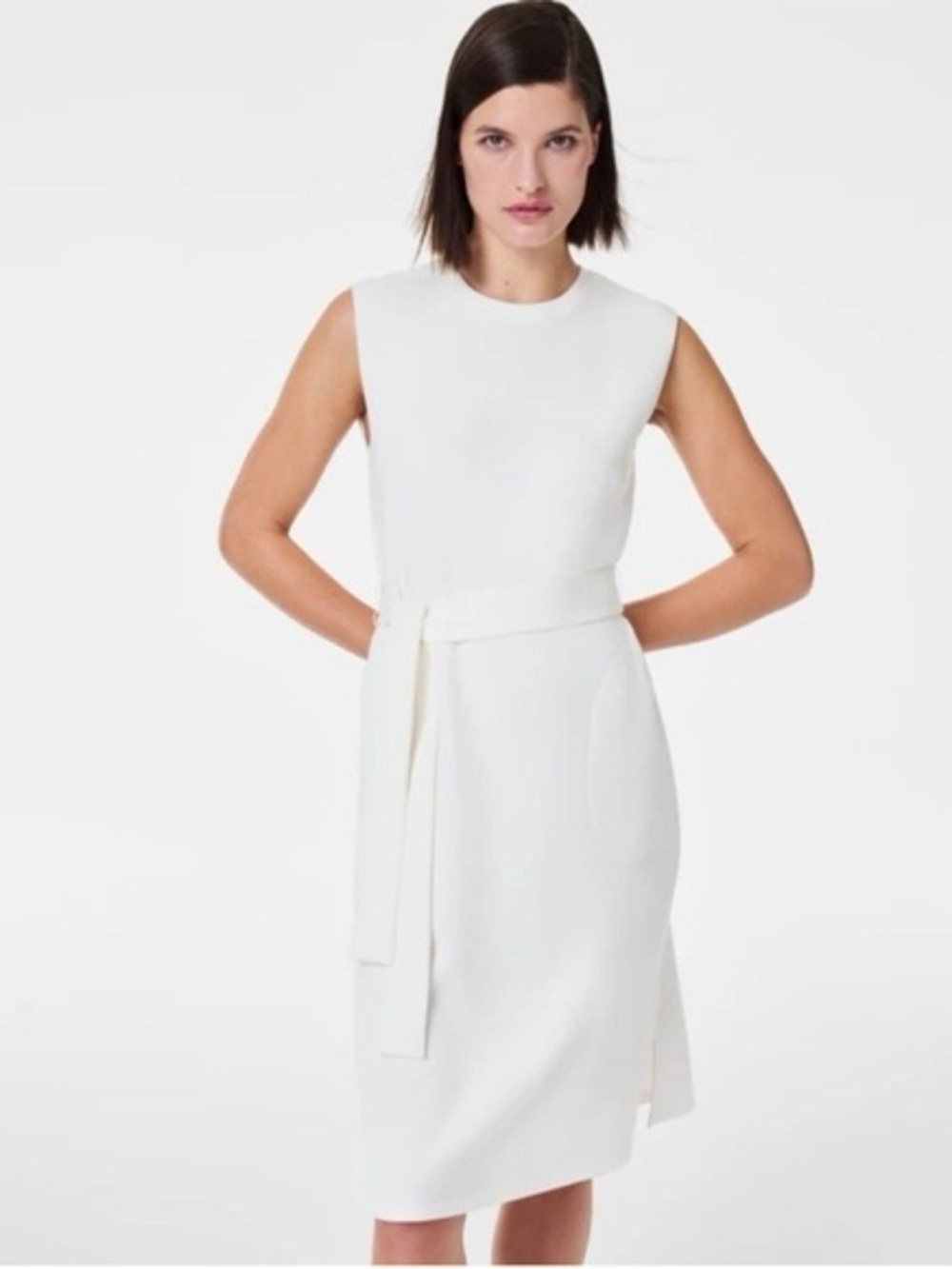 SPANX AirEssentials Sleeveless Tie-Waist Midi Dress White Size S